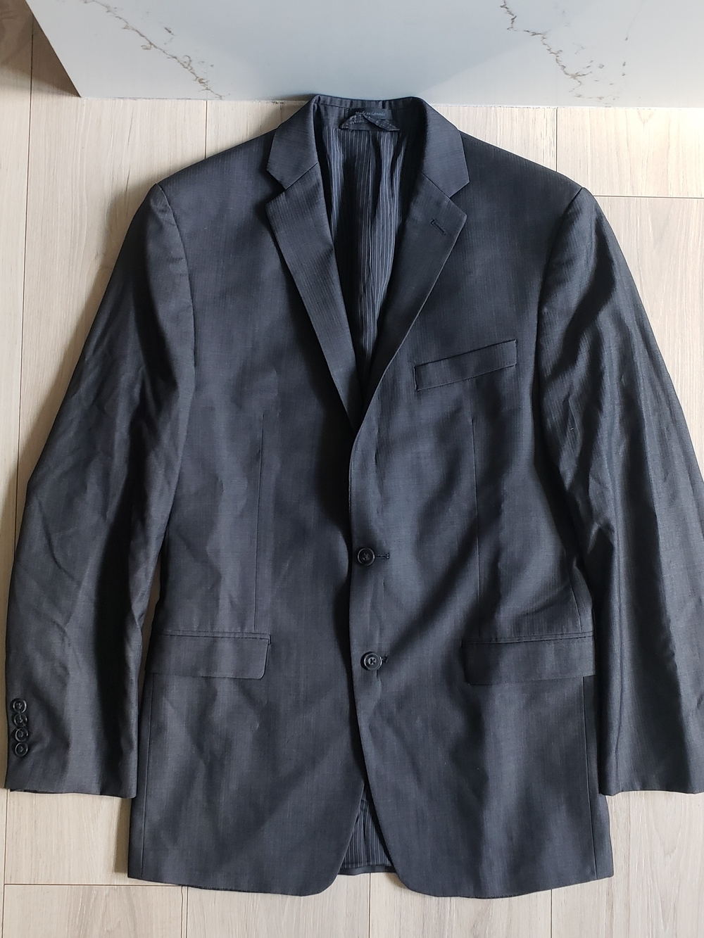 Calvin Klein Dark Gray Two-Button Men's Blazer Made In Canada